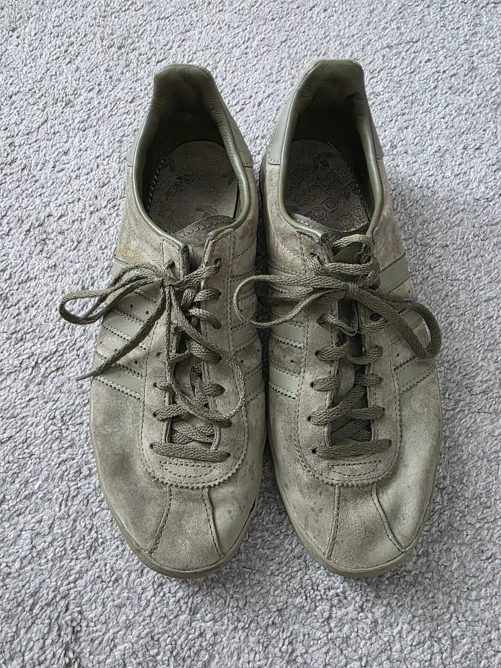 adidas Olive Green Suede Lace-Up Sneakers